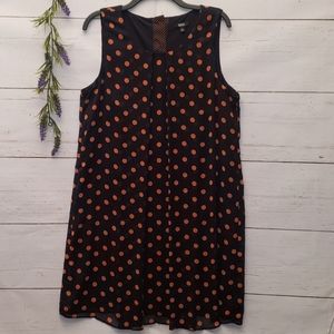 MSK Navy and Orange Sleeveless Polka-dot